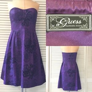 Guess purple A-line strapless dress size 7